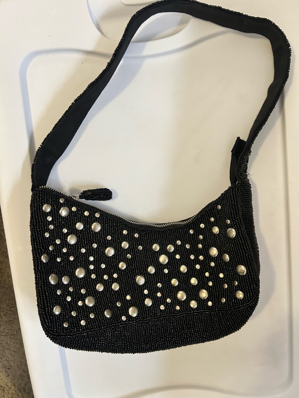 Anthropologie Asymmetric Beaded & Studded shoulder bag